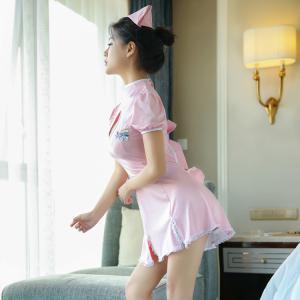 情趣性感粉色连体护士制服